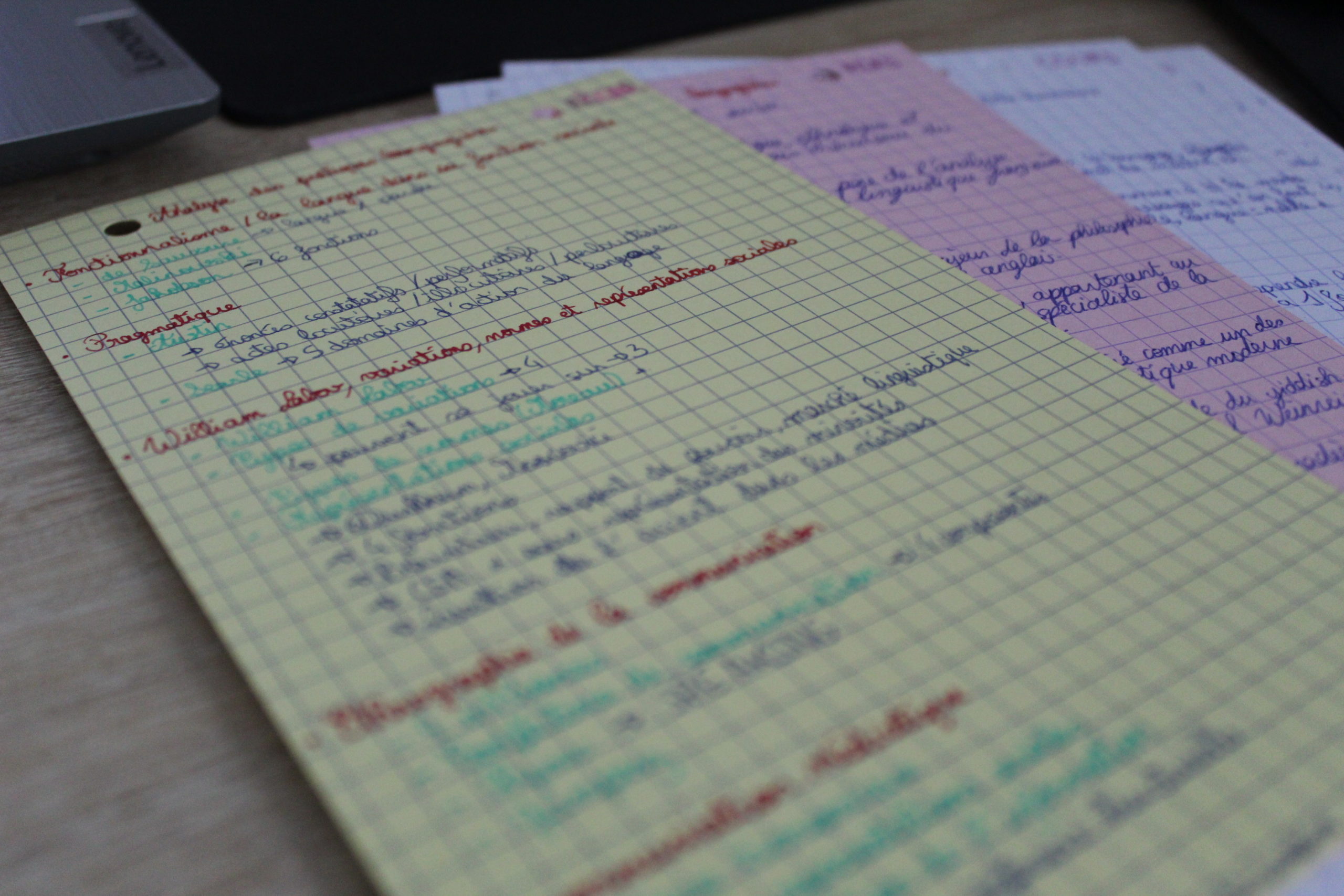 Organisation révisions partiels : faire des fiches