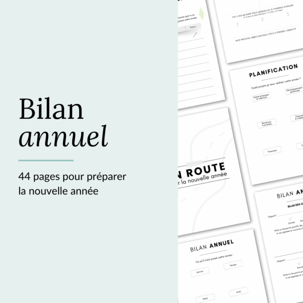 Bilan annuel et planification de la nouvelle année - format PDF remplissable ou à imprimer