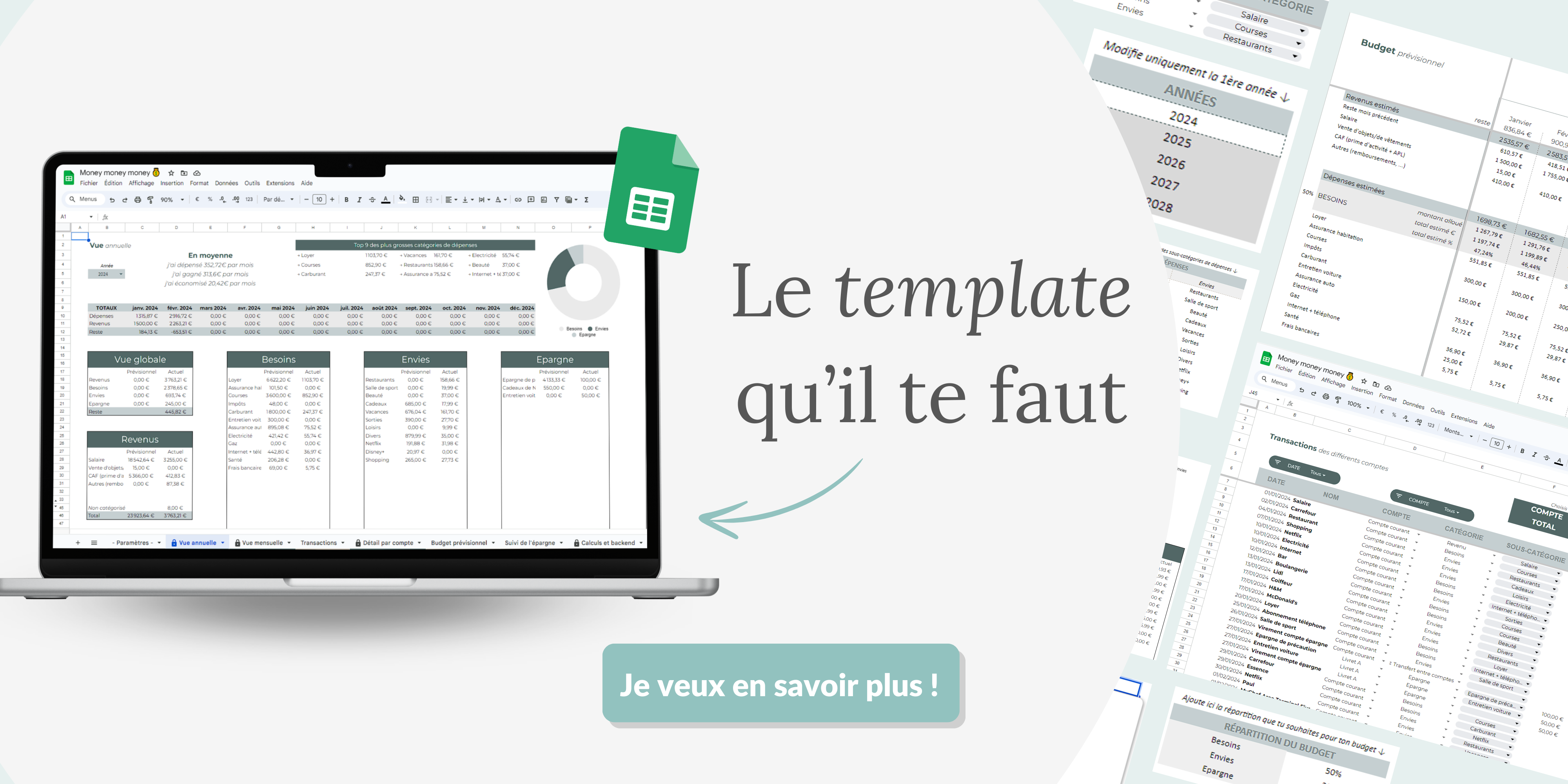 outil de gestion du budget : template Google Sheets